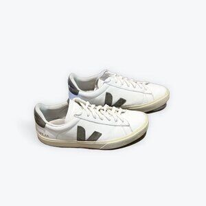 Men's Veja Campo Sneakers, White and Kaki colored, size 8.5 M